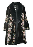Danica Black Velvet Embroidered Coat - Cienna Designs