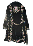 Danica Black Velvet Embroidered Coat - Cienna Designs