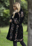 Danica Black Velvet Embroidered Coat - Cienna Designs