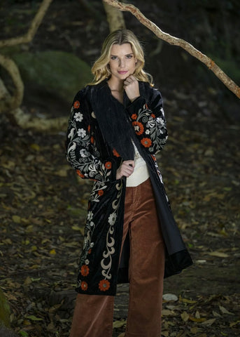 Cienna Designs - Long Black Velvet Coat